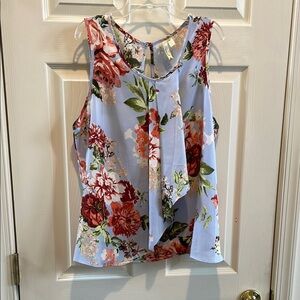 Chenault White and Pink Sleeveless Cut Out Blouse